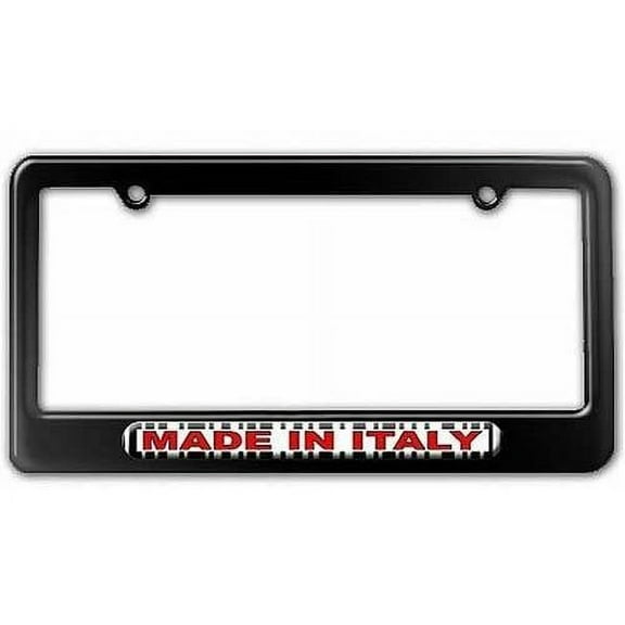 Made in Italy Barcode License Plate Tag Frame, Black Color