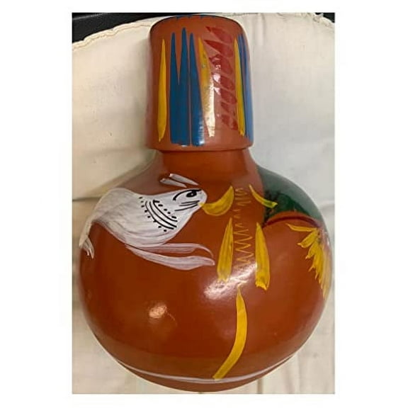 Made in Mexico Authentic Botellon/Cantarito Combo Water Carafe/Mug Clay Large 12x8.5"