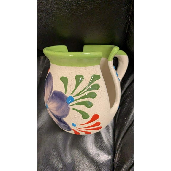 Made in Mexico Barro Mexican Clay Servilletero Espiga Napkin Holder White Glazed Hand Painted Made