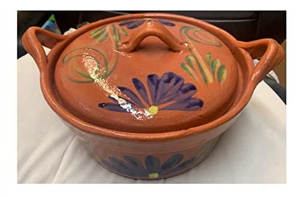 Made in Mexico Cazuela Bowl 12"X7" Grande Large Mexican Casserole Deep Dish Clay Olla Barro With Top Artesanal Tradicional
