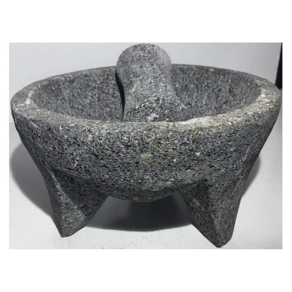 Unbranded Molcajete Tejolote Mortar and Pestle Volcanic Lava Rock Stone Manual Guacamole Maker 7 Inch