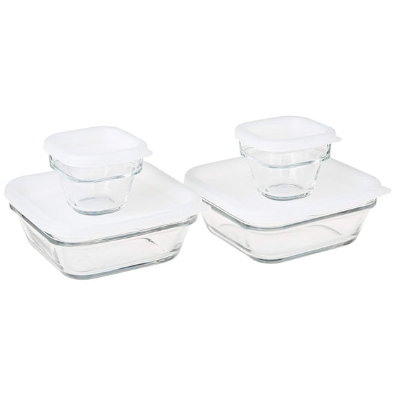 Made in Mexico Lonchera Recipientes Comida Contenedores Topper Emboitable Nestable Store 'N Save Glass Food Lunch Storage Bowl 8-pc Set With Top