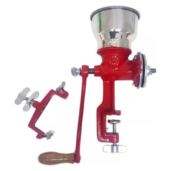 Made in Mexico Mexican Cast Aluminum Hand Crank Manual Corn Grinder For Wheat Grains coffee Nut Mill Tall Metal Red