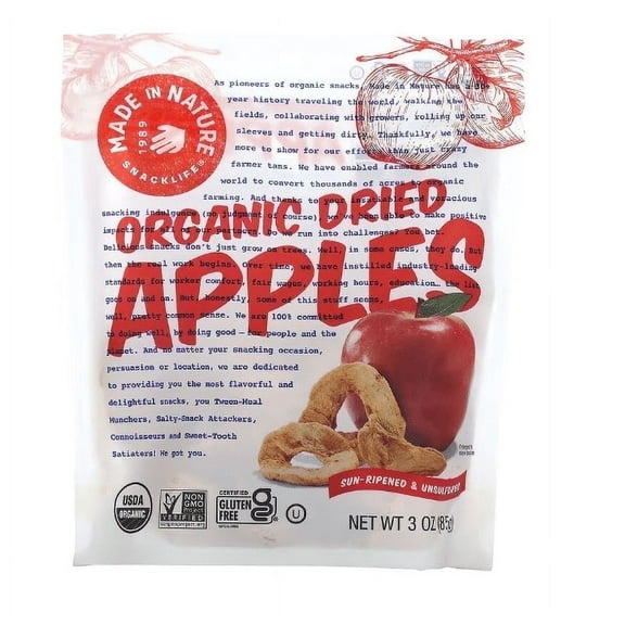 Made in Nature, Organic Apple Rings, 3 oz Pack of 3