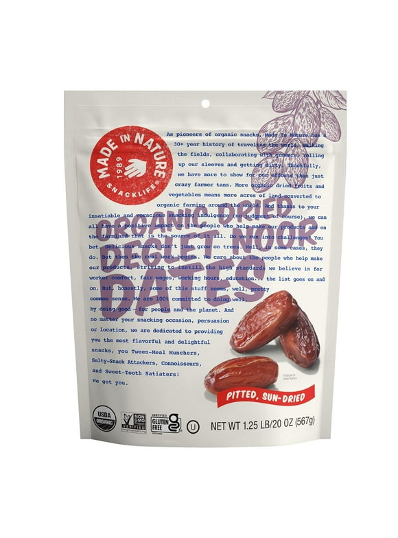 Made in Nature Organic Dried Fruit, Deglet Noor Dates, 20oz Bag – Non-GMO, Unsulfured Vegan Snack