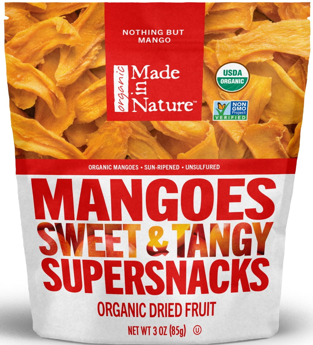 Made in Nature Organic Dried Fruit, Mangoes, 3oz Bags – (Pack of 6)