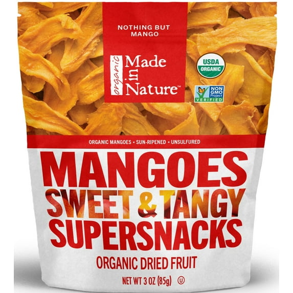 Made in Nature Organic Dried Fruit, Mangoes, 3oz Bags – (Pack of 6)