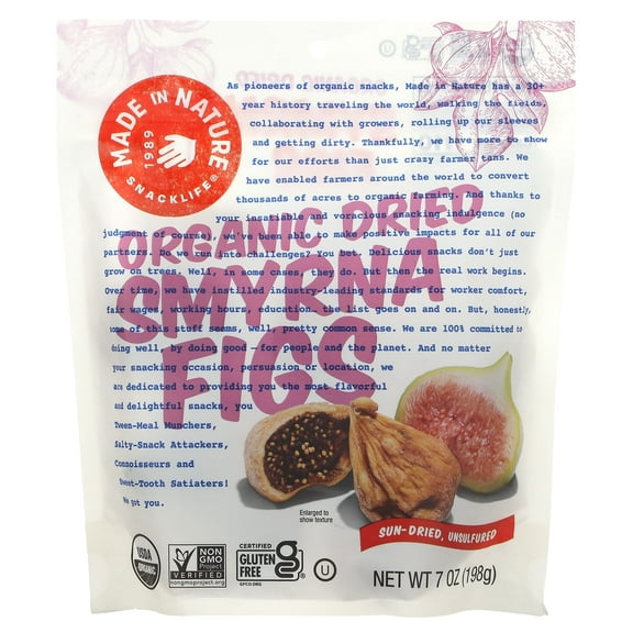 Made in Nature, Organic Dried Smyrna Figs, Soft & Sultry Supersnacks, 7 oz Pack of 2