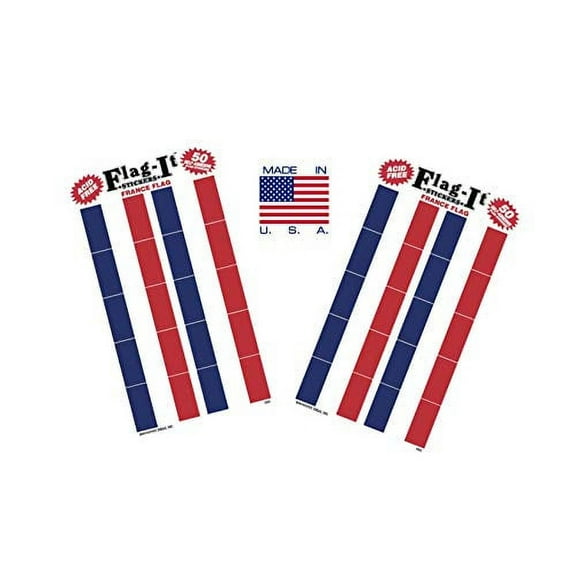 Made in The USA! 2 Packs of Flag-It France Flag Stickers, 100 French Sticker Decals