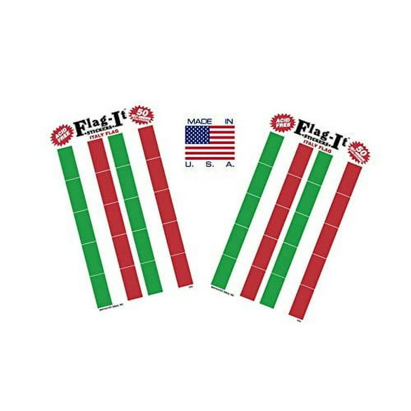 Made in The USA! 2 Packs of Flag-It Italy Flag Stickers, 100 Italian Sticker Decals
