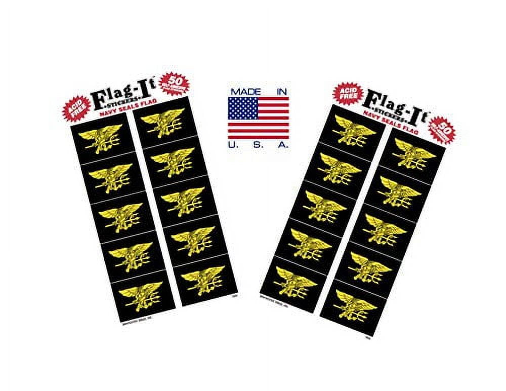 Made in The USA! 2 Packs of FlagIt Navy Seals Flag Stickers, 100 US