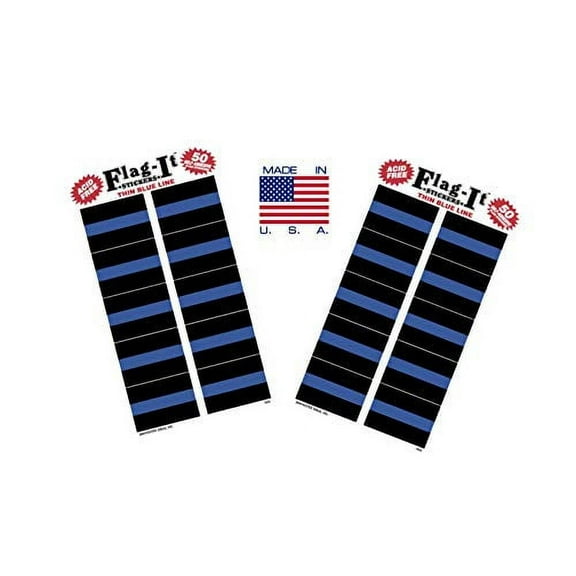 Made in The USA! 2 Packs of Flag-It Thin Blue Line Flag Stickers, 100 Thin Blue Line Sticker Decals