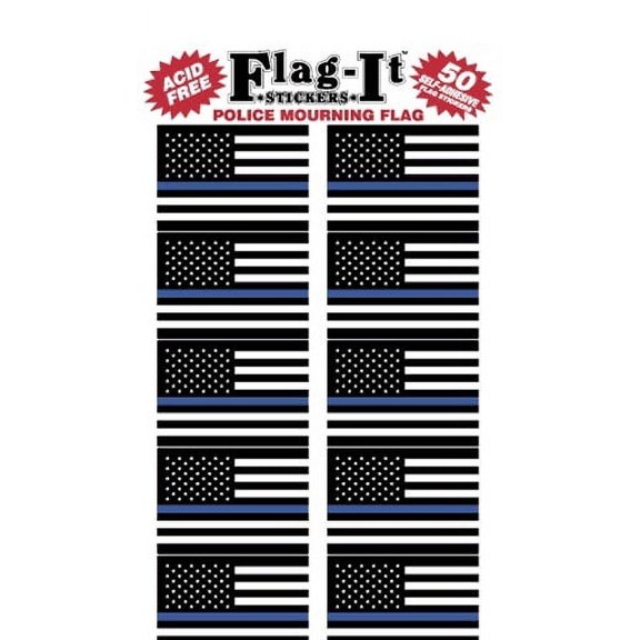 Police Mourning Flag Stickers, 100 Flag It Brand Decals, American Made
