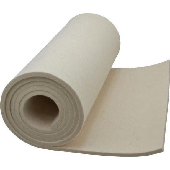 Made in USA 1/4" Thick x 60" Wide x 12" Long, Pressed Wool Felt Sheet 4 Lbs/Square Yd., White, 500 psi