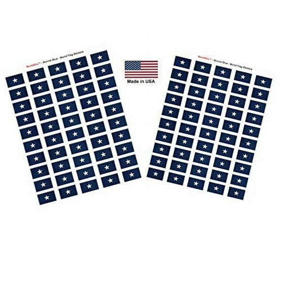 Made in USA! 100 Bonnie Blue 1.5" x 1" Self Adhesive State Flag Stickers, Two Sheets of 50, 100 Bonnie Blue Sticker Flags Total