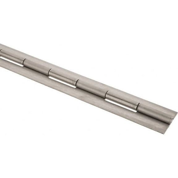 Made in USA 48" Long x 2" Wide, 2" Knuckle, Stainless Steel Continuous Hinge 1/4" Pin Diam, 0.12" Thick without Holes