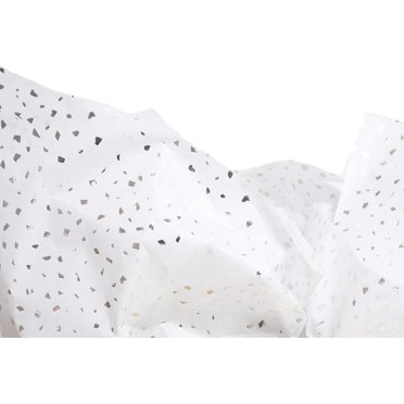 Gold On White Glitter Tissue Paper 50-Sheet Pack - 20x30 Inch USA Made Gift Wrap For Presents