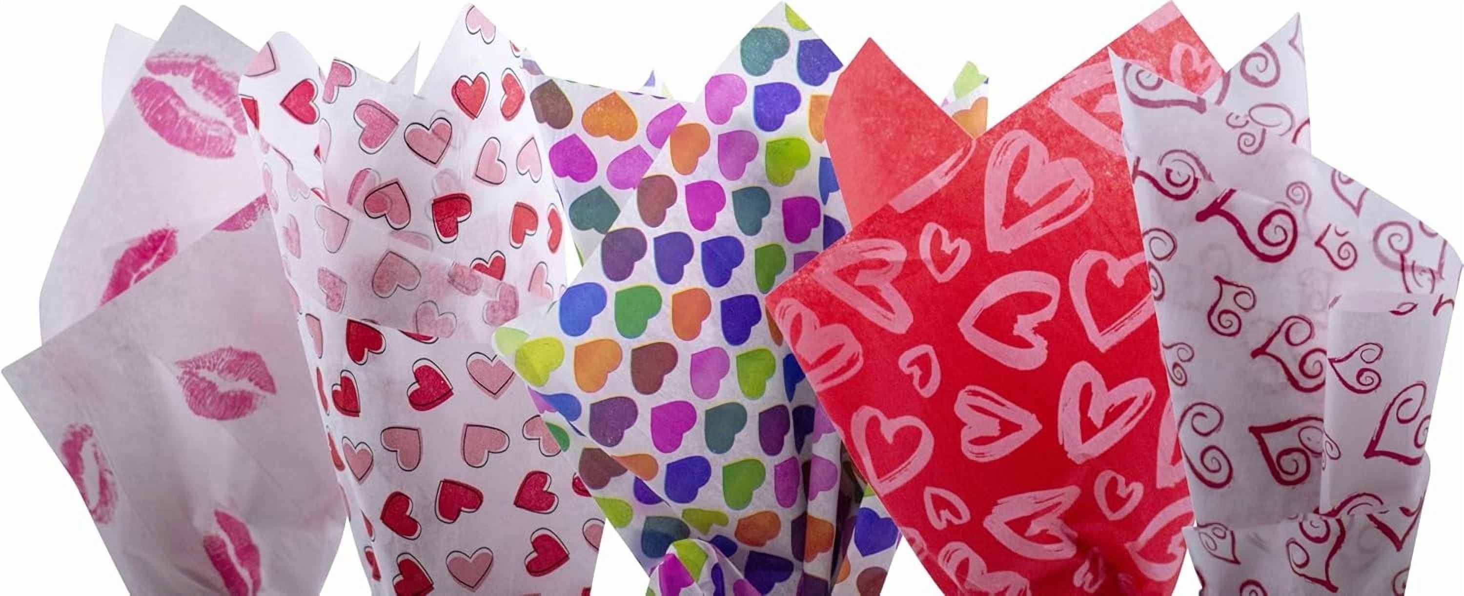 60-Sheet Assorted Tissue Paper Pack, 20" x 30" (Hearts & Kisses)