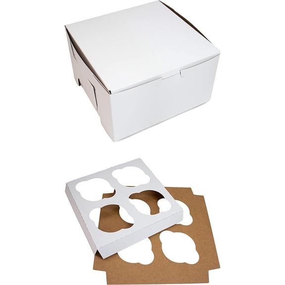 7" x 7" x 4" White Kraft Recycled Cupcake Boxes with Inserts, Pack of 10, Front Loading (Holds 4 Cupcakes)  Select 73 more words to run Humanizer.