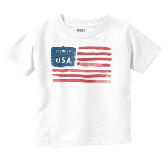 Made in USA American Flag Watercolor Toddler Boy Girl T Shirt Infant Toddler Brisco Brands 4T