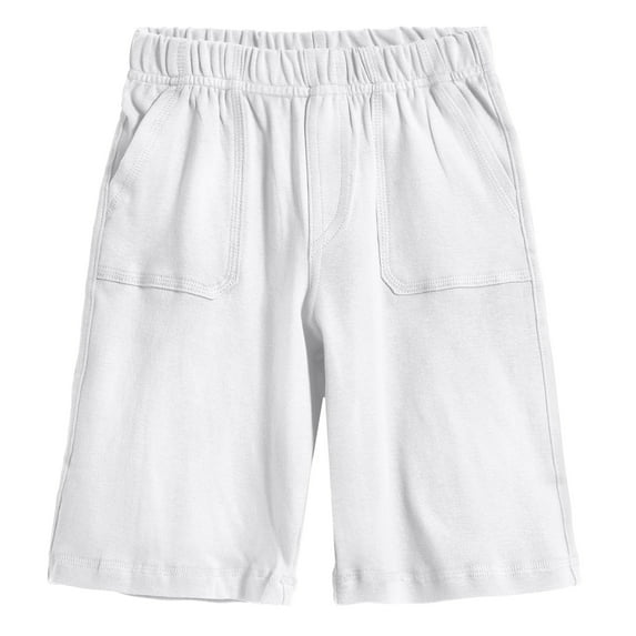 Made in USA Boys Soft Cotton UPF 50+ 3 -Pocket Jersey Shorts | White