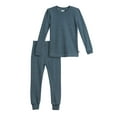 thumbnail image 1 of Made in USA Boys Soft Cozy Thermal 2-Piece Long Johns | Midnight w- Baby Blue Stitch, 1 of 5