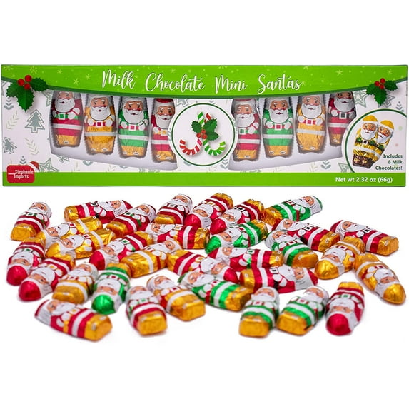 Made in USA Christmas Mini 2" Milk Chocolate Santas Individually Wrapped in Foil 1 lb (6 Pack - Gift Ready)
