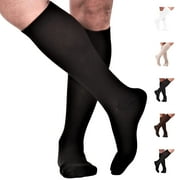 Made in USA - Compression Knee High for Men Circulation 15-20mmHg Black, Large