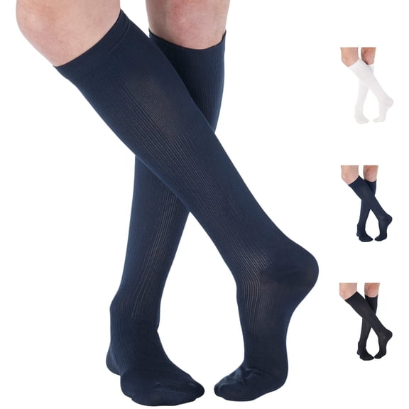 Made in USA - Compression Knee High for Men and Women15-20mmHg - Navy, Large