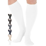 Made in USA - Men Compression Socks 20-30mmHg with Circulation - White, Medium