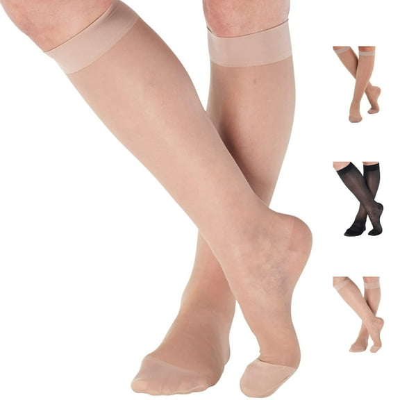 Made in USA - Compression Socks for Women Circulation 20-30mmHg - Beige, X-Large