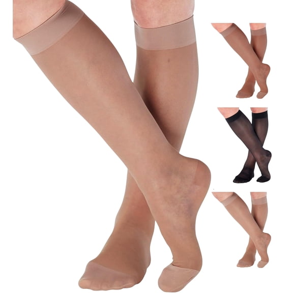 Made in USA Compression Socks for Women Circulation 20-30mmHg Nude, X-Large