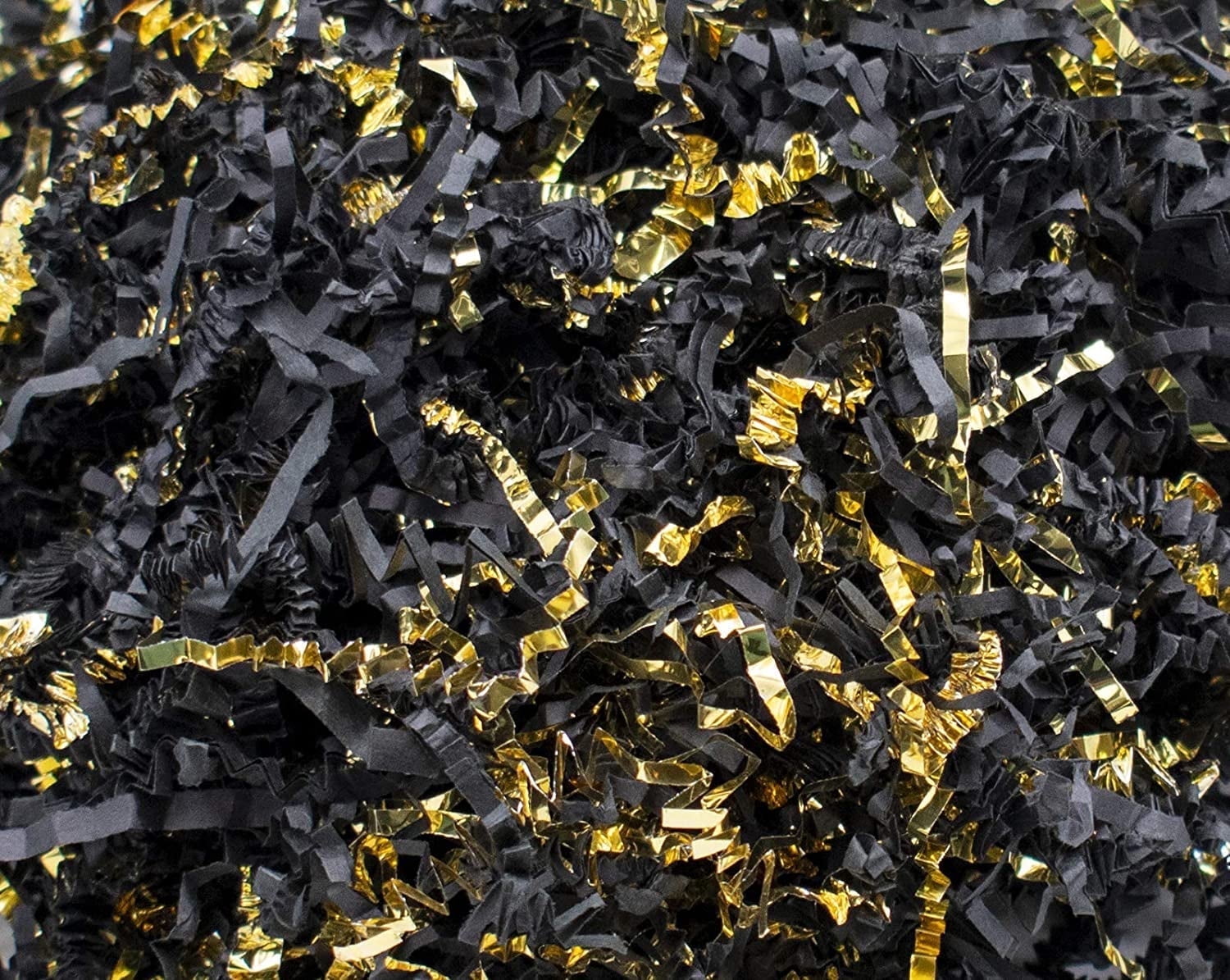 3-Ply Crinkle Cut Shredded Paper, 2 lbs, Black & Metallic Gold