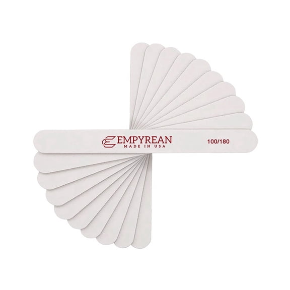 Made in USA, Empyrean Files Premium Emery Board Nail Files, 10 Pieces, 100/180 Grit, White