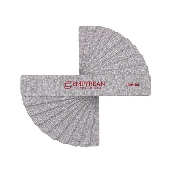 Made in USA, Empyrean Files Premium Emery Board Nail Files, 10 Pieces, 100/180 Grit, Zebra Gray Square Shape
