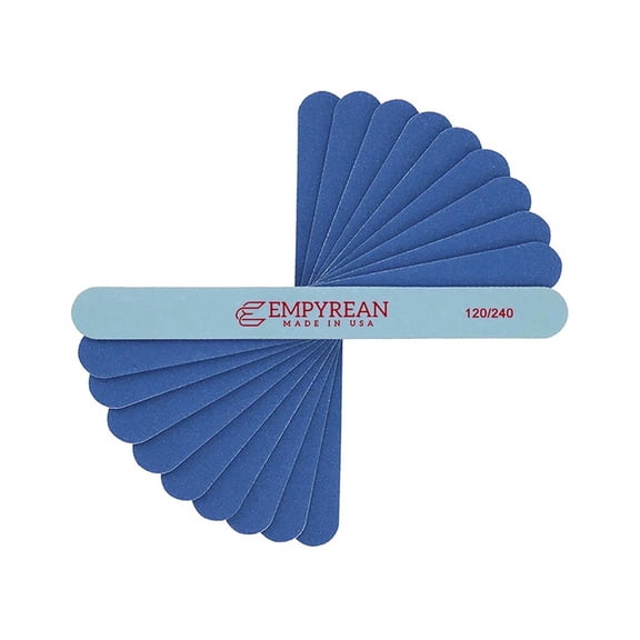 Made in USA, Empyrean Files Premium Emery Board Nail Files, 10 Pieces, 120/240 Grit, Blue