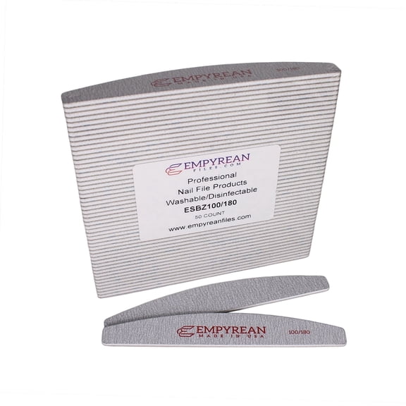 Made in USA, Empyrean Files Premium Emery Board Nail Files, 50 Pieces, 100/180 Grit, Zebra Bow Shape