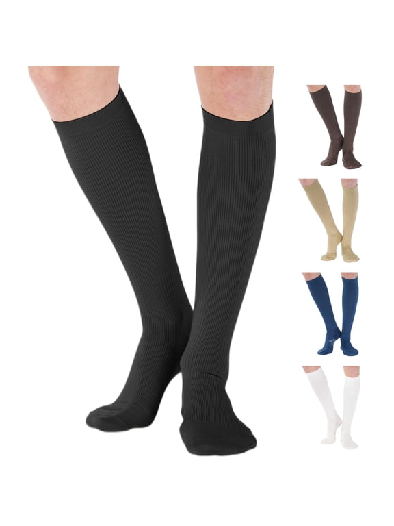 Made in USA - Extra Wide Unisex Support Stockings 20-30mmHg - Black, 2X-Large