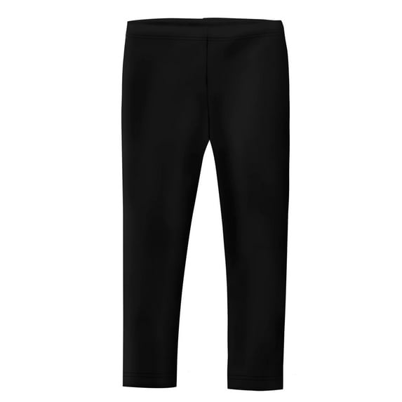 Made in USA Girls Cotton Solid Colored Baby Rib Leggings | Black