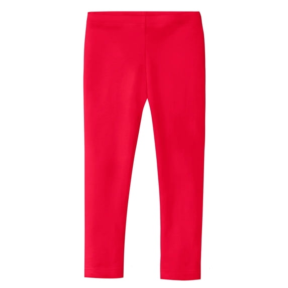 Made in USA Girls Cotton Solid Colored Baby Rib Leggings | Candy Apple