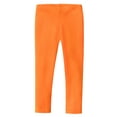 thumbnail image 1 of Made in USA Girls Cotton Solid Colored Baby Rib Leggings | Orange, 1 of 6