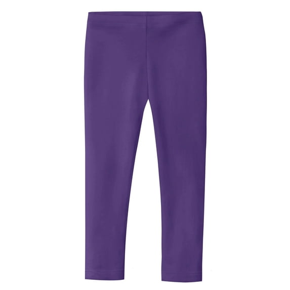 Made in USA Girls Cotton Solid Colored Baby Rib Leggings | Purple