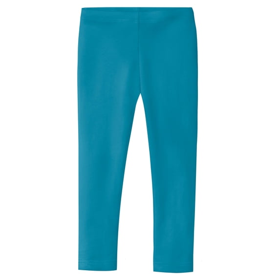 Made in USA Girls Cotton Solid Colored Baby Rib Leggings | Teal