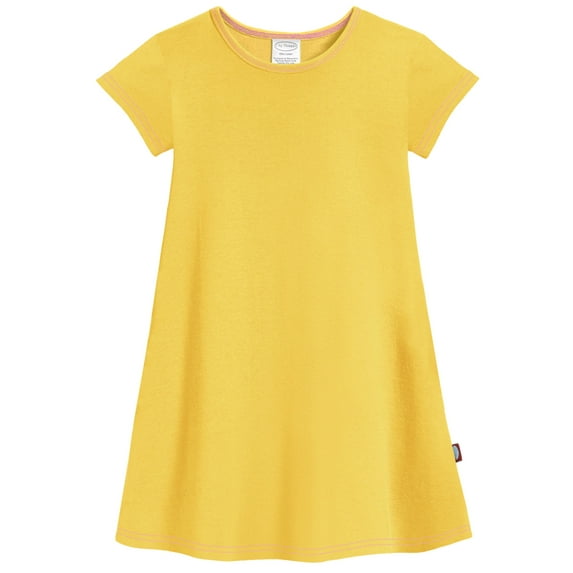 Made in USA Girls Soft Cotton Jersey Cap Sleeve Dress | Yellow