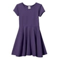 thumbnail image 1 of Made in USA Girls Soft Cotton Jersey Short Sleeve Twirly Dress | Purple, 1 of 5