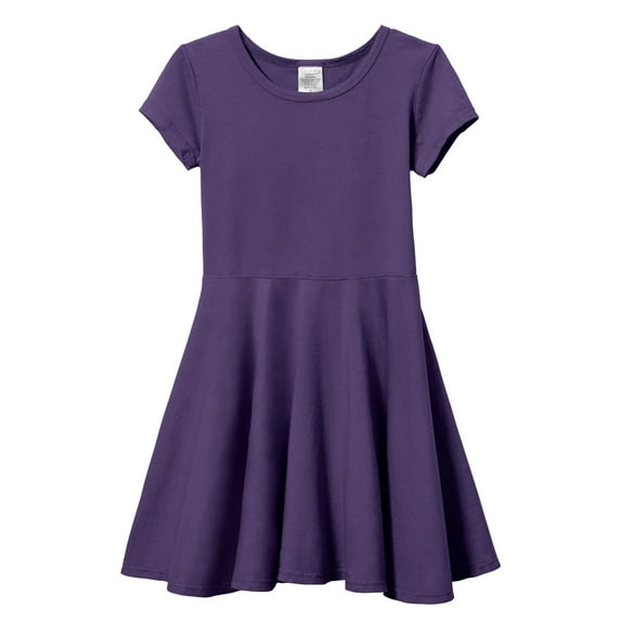 Made in USA Girls Soft Cotton Jersey Short Sleeve Twirly Dress | Purple