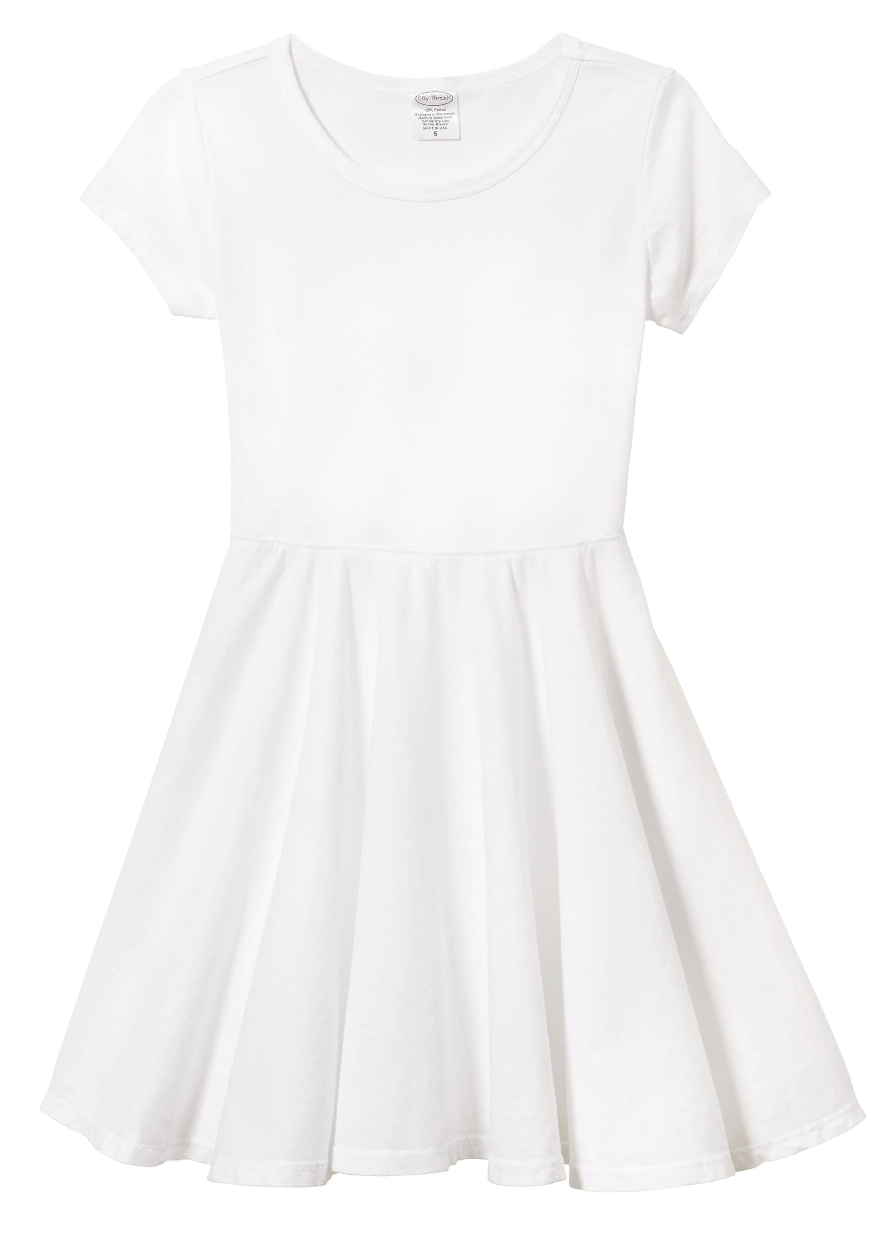 Made in USA Girls Soft Cotton Jersey Short Sleeve Twirly Dress | White - Walmart.com Made in USA Girls Soft Cotton Jersey Short Sleeve Twirly Dress | White - Walmart.com