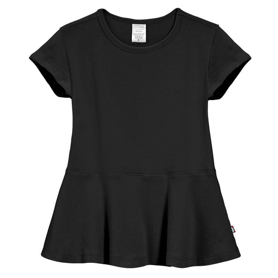 Made in USA Girls Soft Cotton Short Sleeve Peplum