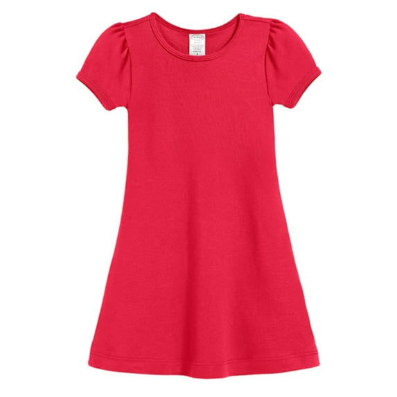 Made in USA Girls Soft Cotton Short Sleeve Puff Sleeve Dress