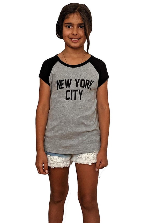 Made in USA John Lennon Junior T-Shirt Raglan Cap Sleeve New York City Heather Gray/Black, Small
